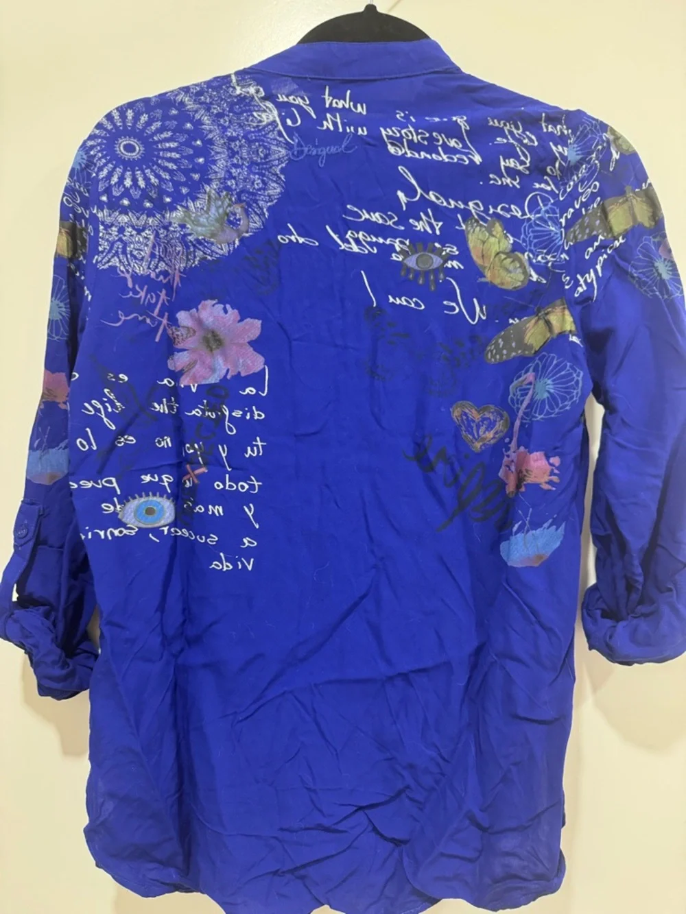 Desigual Cobalt Blue Printed Button-Front Tunic with Multicolor Motifs - Picture 4 of 4
